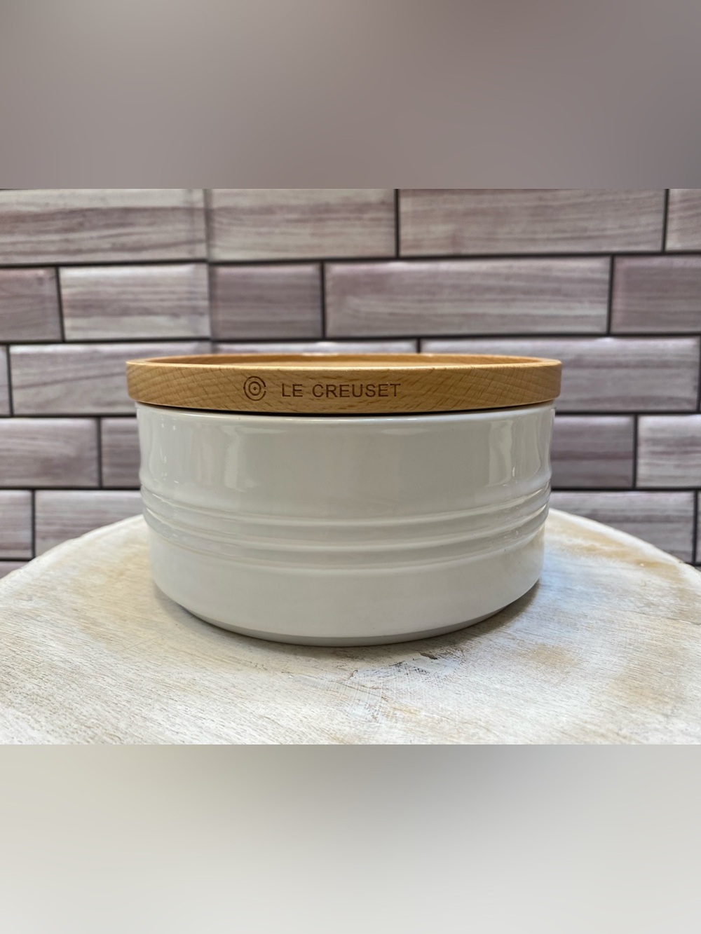 Le Creuset ❤️Stoneware Pot Epicerie 23oz  Storage Canister/Jar White New**